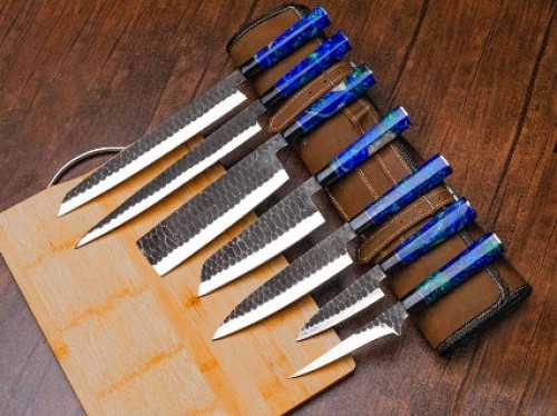 Handcrafted Kitchen Knives With Resin Handles and Sharp Sandvik Steel Blades
