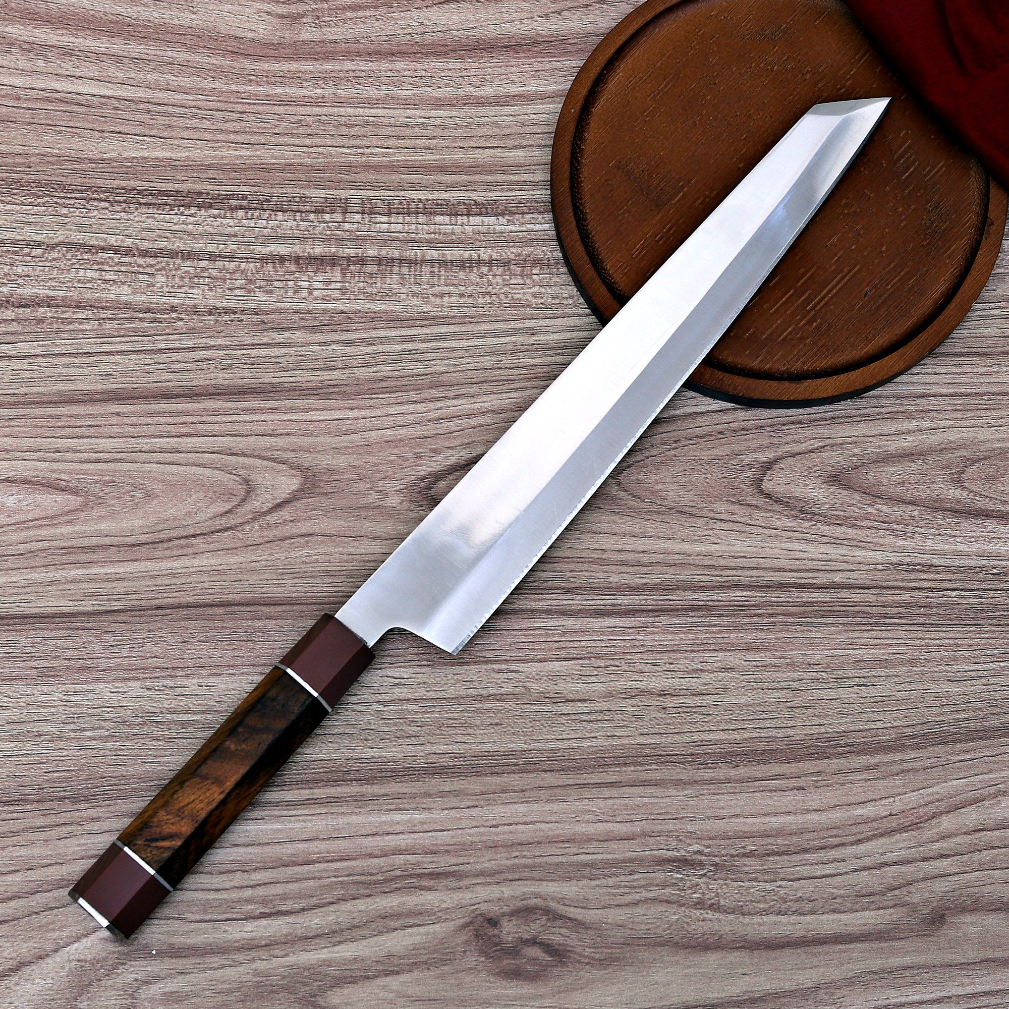 Premium Swedish Steel Chef Knife with Elegant Rosewood Handle & Handcrafted Leather Sheath