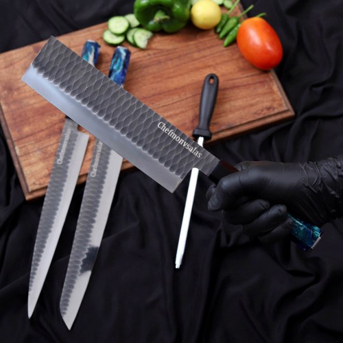 Chef’s Knife Set – High Quality Steel with Premium Leather Roll