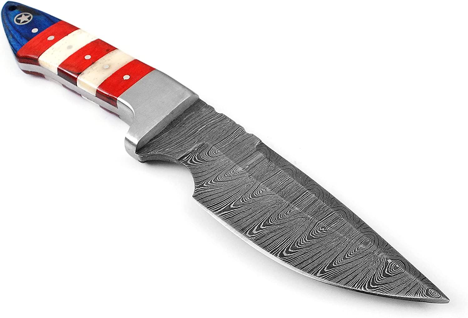 Regular Damascus Knife with USA Flag style Handle