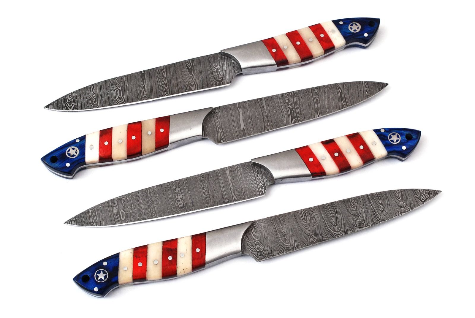 Regular Damascus Knife with USA Flag style Handle