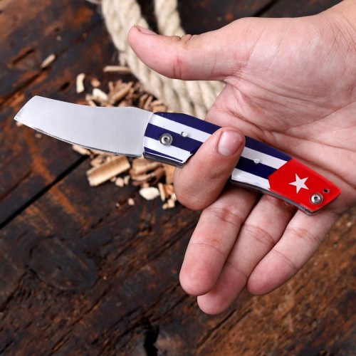 Compact Folding Knife with Star-Emblem Resin Handle