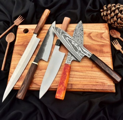 Premium Sandvik Steel Knife with Natural Wood Handle & Engraved Blade
