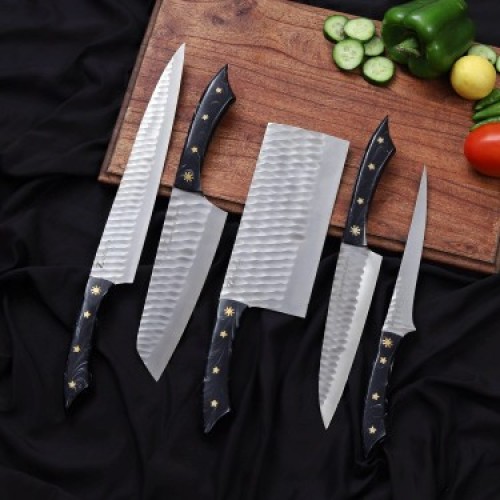 Handcrafted Kitchen Knives With Resin Handles and Sharp Sandvik Steel Blades