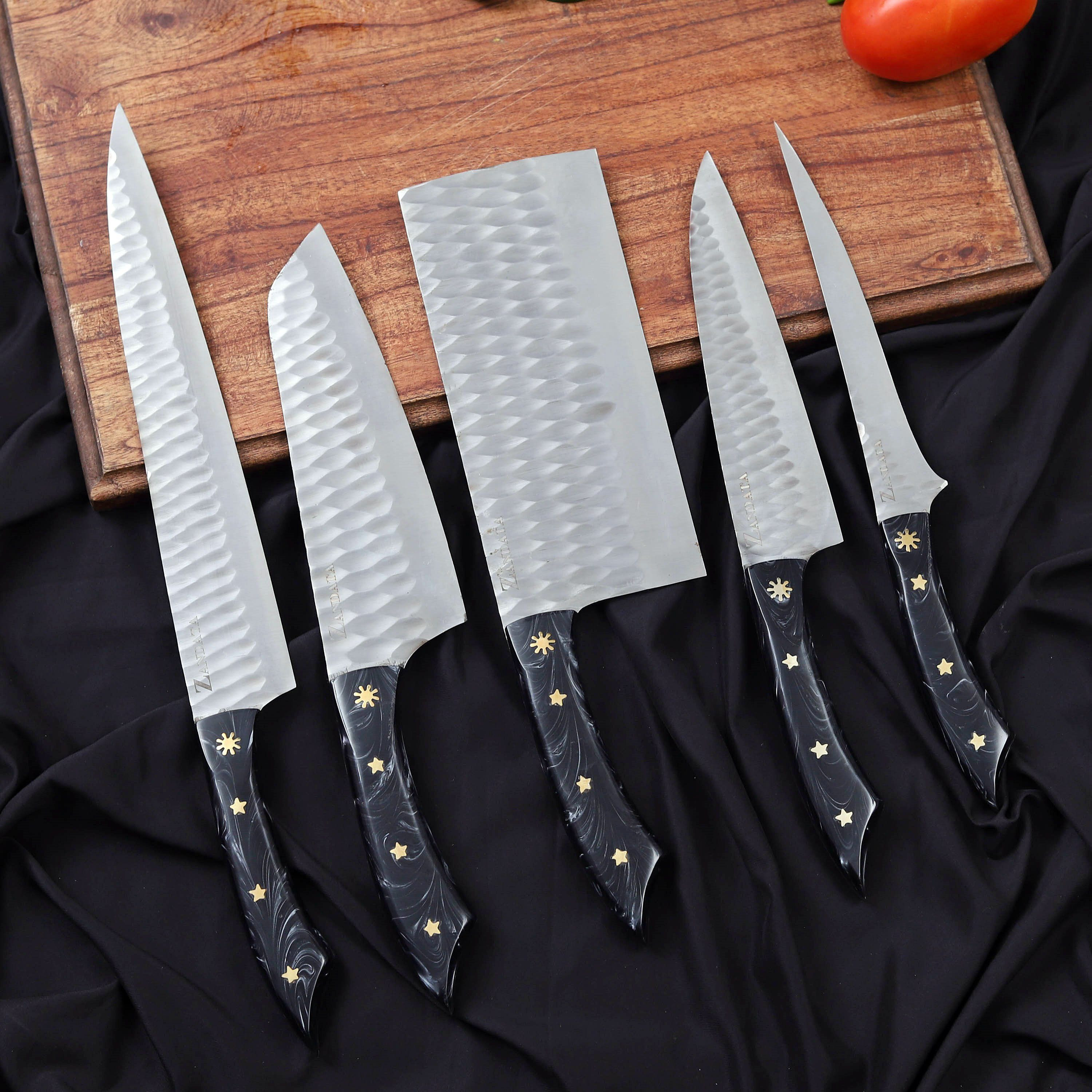 Premium Sandvik Steel Knife Set with Black Resin Handles