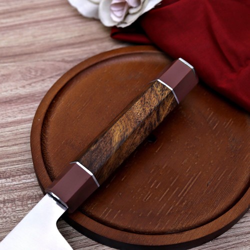 Premium Swedish Steel Chef Knife with Elegant Rosewood Handle & Handcrafted Leather Sheath