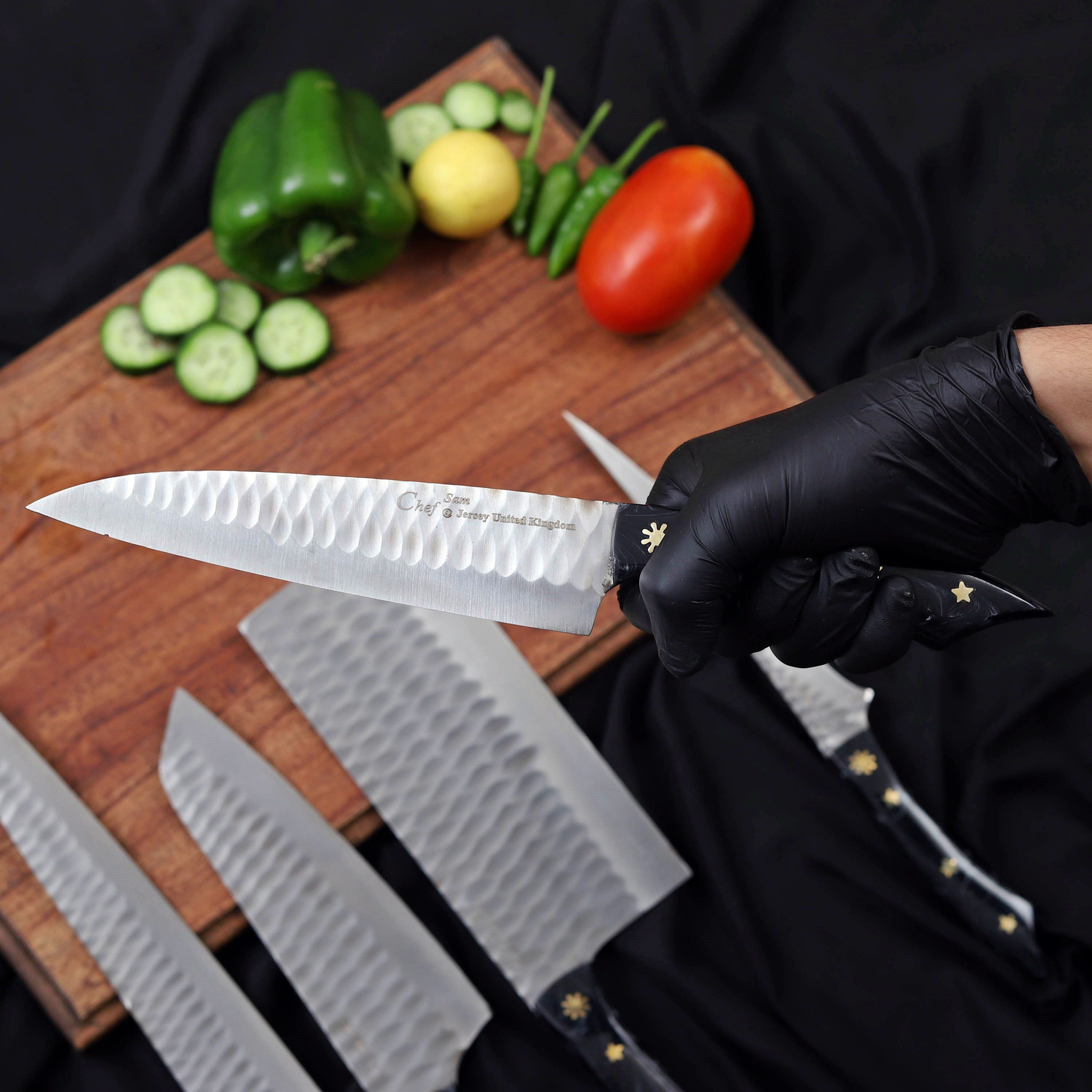 Premium Sandvik Steel Knife Set with Black Resin Handles