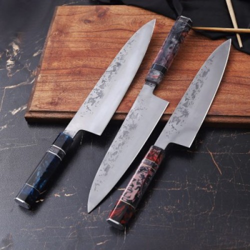 Premium Steel Chef Knife with Multi Color ResinHandle and Sharp Blade