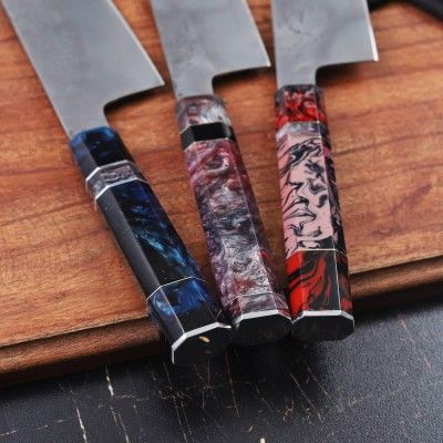 Premium Steel Chef Knife with Multi Color ResinHandle and Sharp Blade