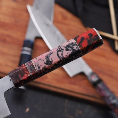 Premium Steel Chef Knife with Multi Color ResinHandle and Sharp Blade