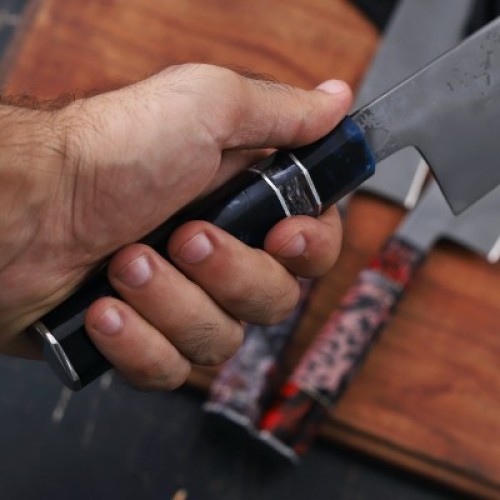 Premium Steel Chef Knife with Multi Color ResinHandle and Sharp Blade