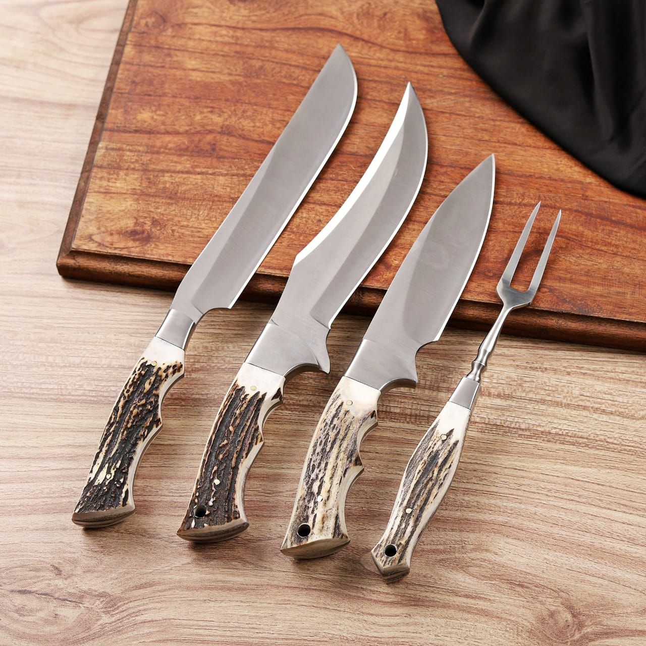 Handcrafted Kitchen Knives With Original Stag Horn Handles