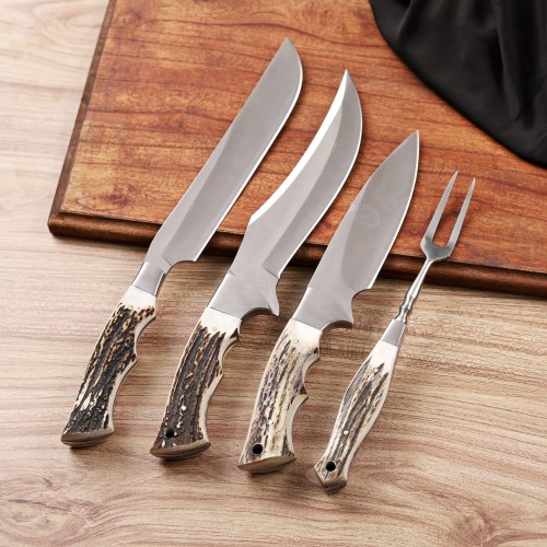 Handcrafted Kitchen Knives With Original Stag Horn Handles