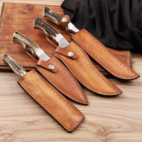 Handcrafted Kitchen Knives With Original Stag Horn Handles