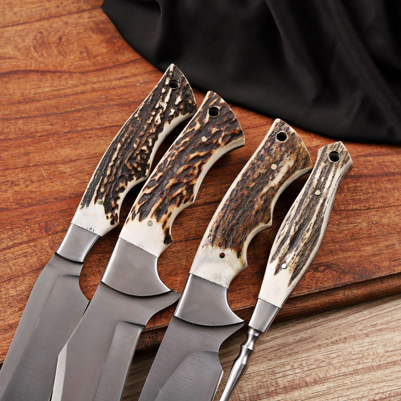 Handcrafted Kitchen Knives With Original Stag Horn Handles