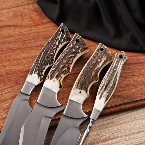 Handcrafted Kitchen Knives With Original Stag Horn Handles